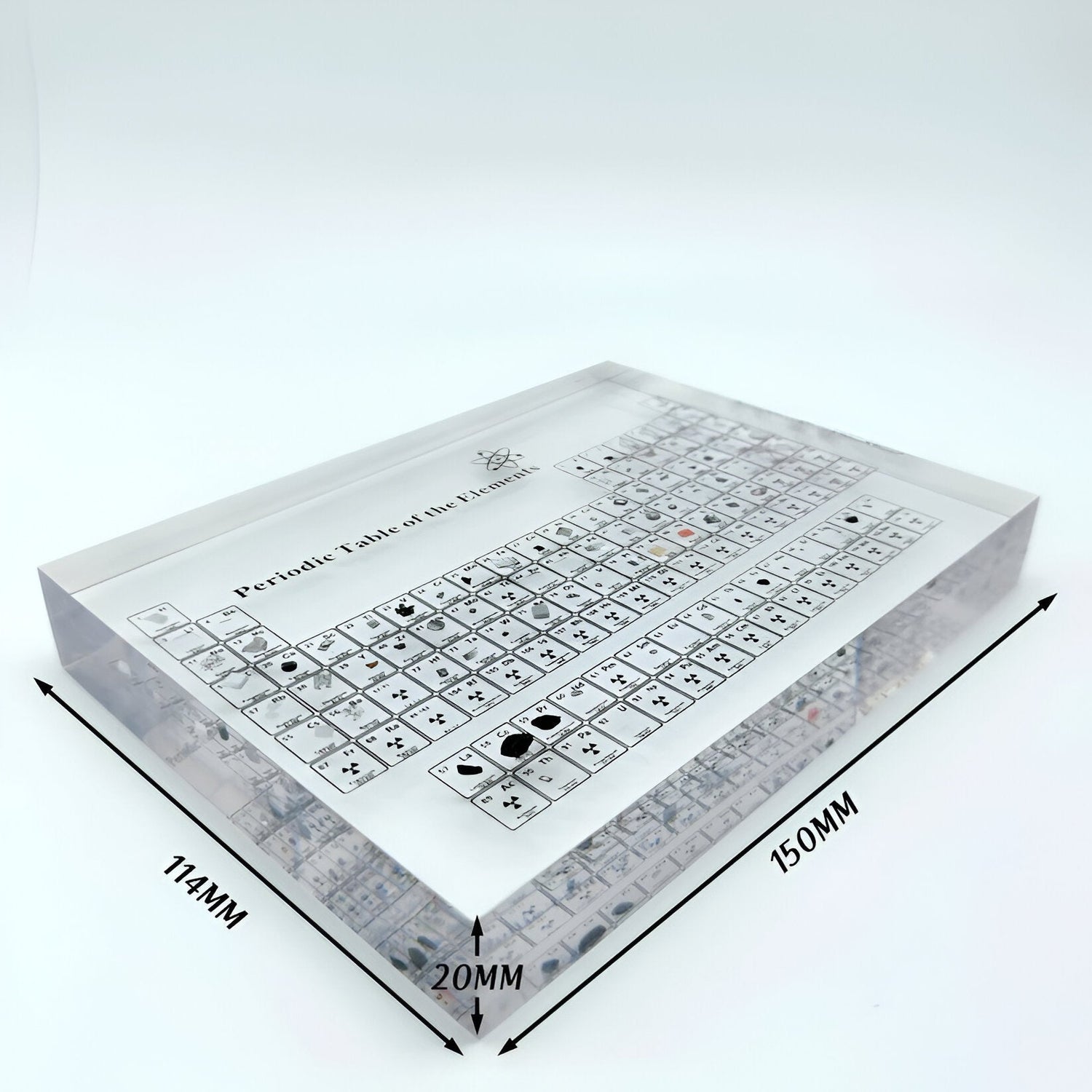 Periodiskt system med riktiga element – Dekorativ akrylskärm