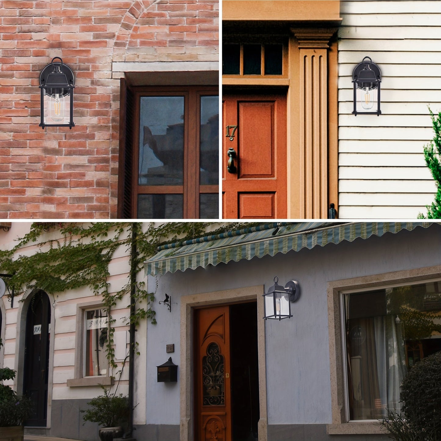 Utomhus Vägglampa Glas Lantern Metall Ram