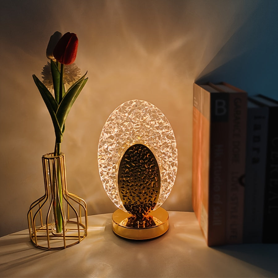 FeatherLamp - USB Touch Bordslampa med Påfågelfjäderdesign, Oändligt Dimbar LED Ljus