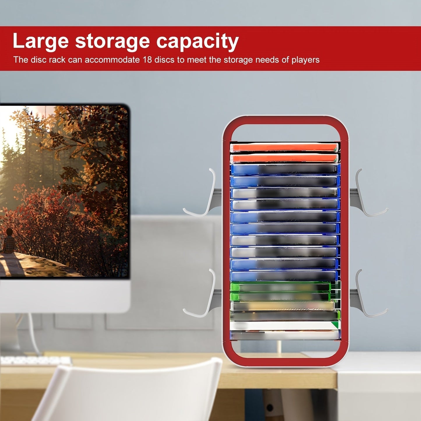 Universal Game Disc Storage Holder och Controller Display Stand – För PS5, PS4, Switch och Xbox