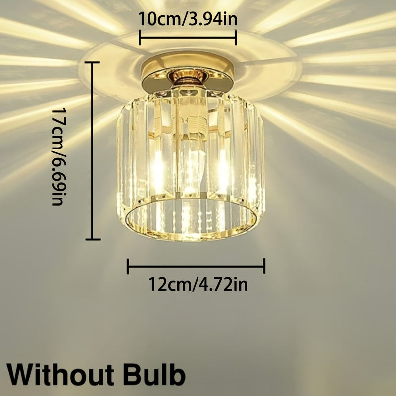 CrystalLuxe - Modern E27 LED Taklampa, Svart Guld med Kristallglas