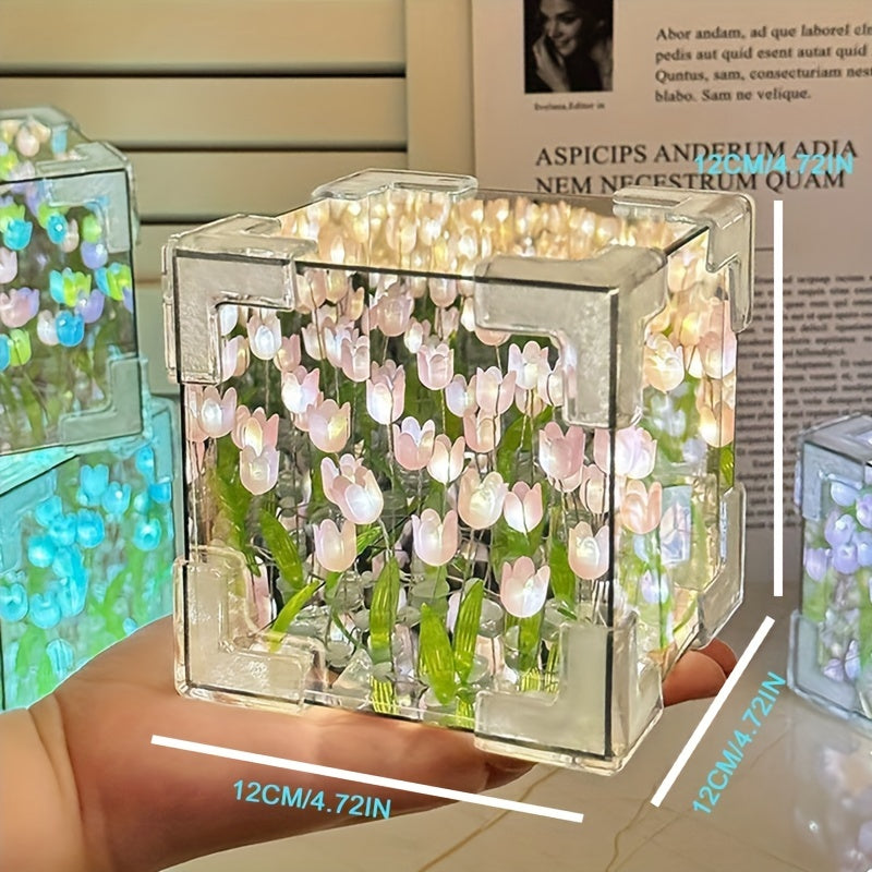 TulipGlow - Handgjord Tulpan LED Nattlampa och Spegel