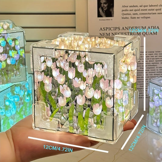 TulipGlow - Handgjord Tulpan LED Nattlampa och Spegel