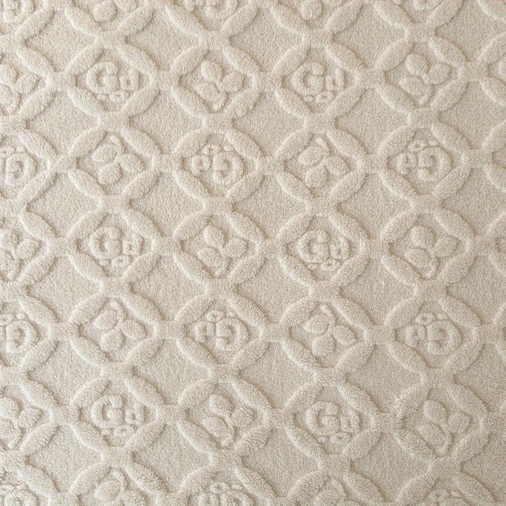 Mjukt Vinter Fleece Täcke – Elegant Blad Broderi Accent