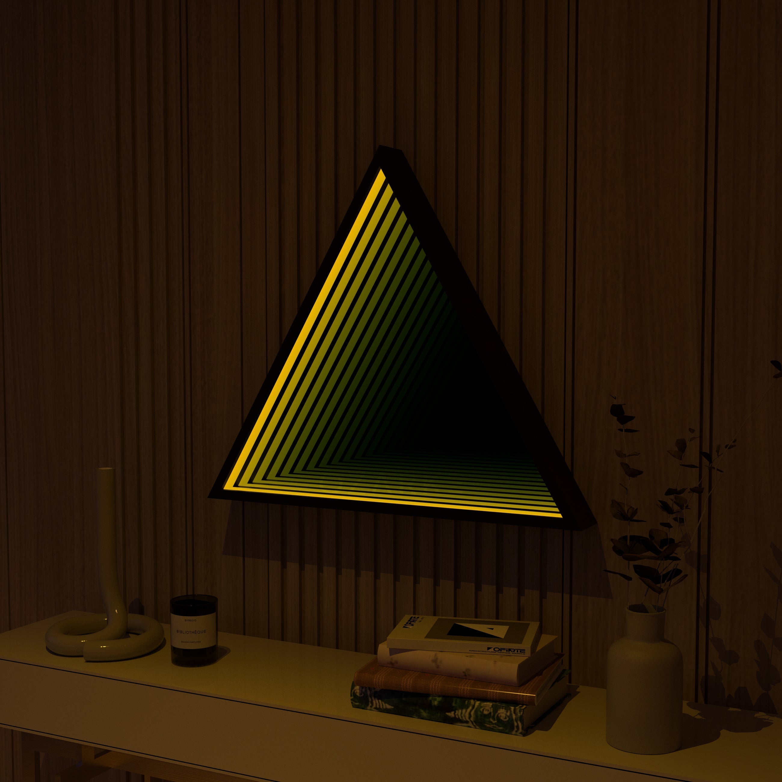 3D Triangel Oändlighet Spegel Vägglampa