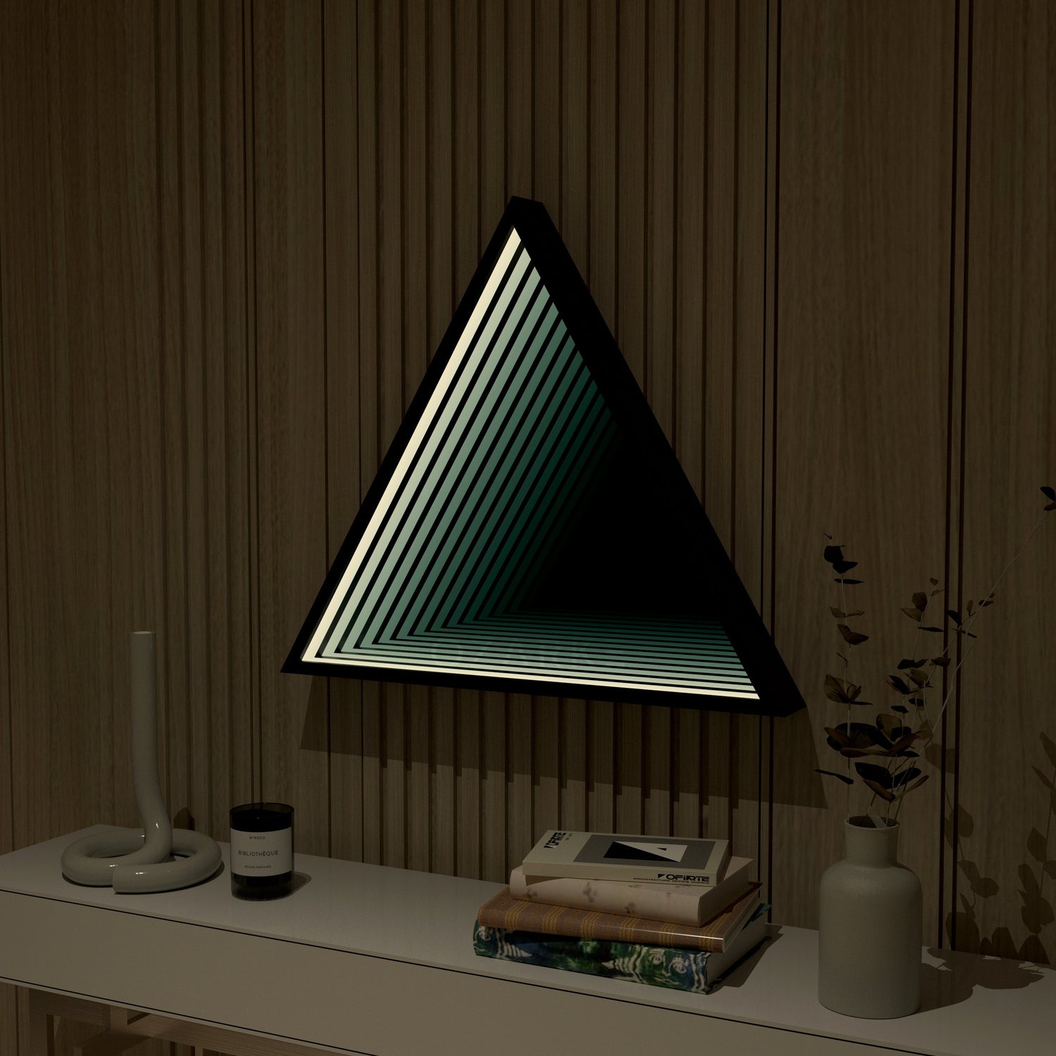 3D Triangel Oändlighet Spegel Vägglampa