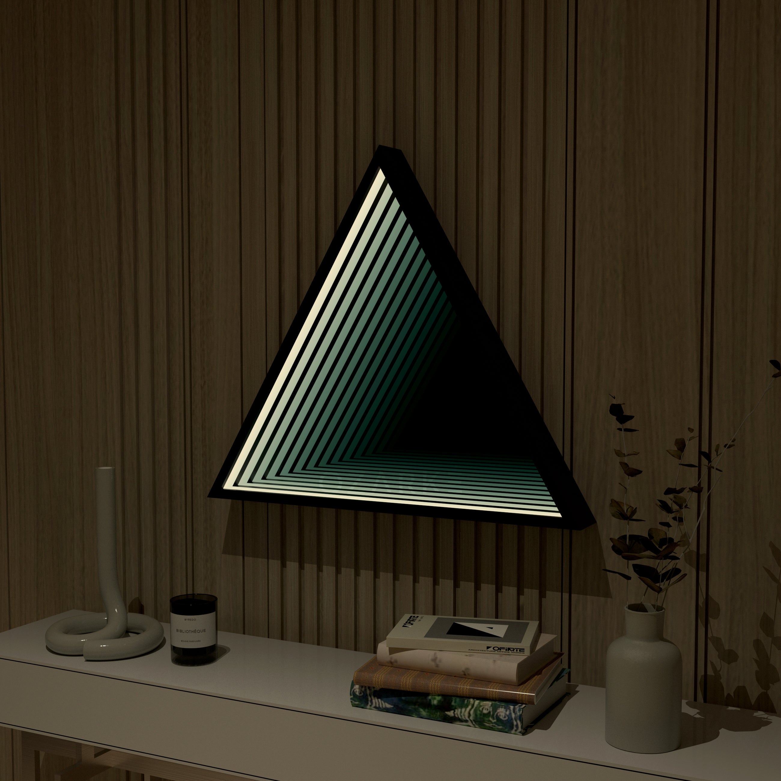3D Triangel Oändlighet Spegel Vägglampa