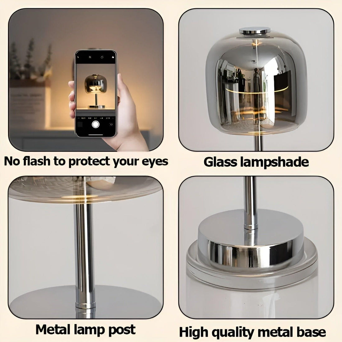 Lux Shine Lampa - Elegant elektropanerad glas-skrivbordslampa för ambientbelysning