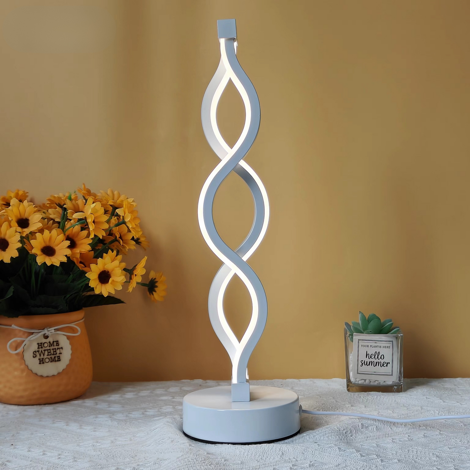 SeaWave - Unik Aluminium Skrivbordslampa med Dimbart LED-Ljus