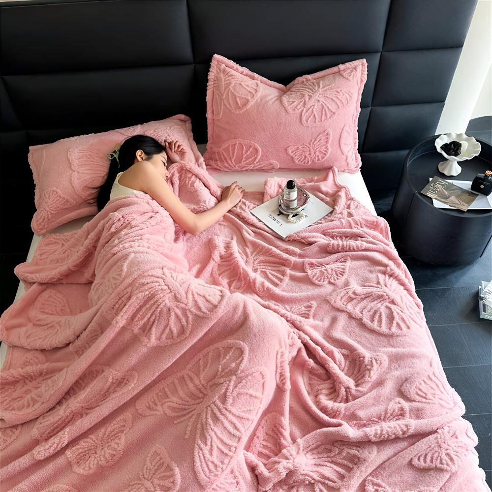 Mjuk fjärilsmönster flanellfilt