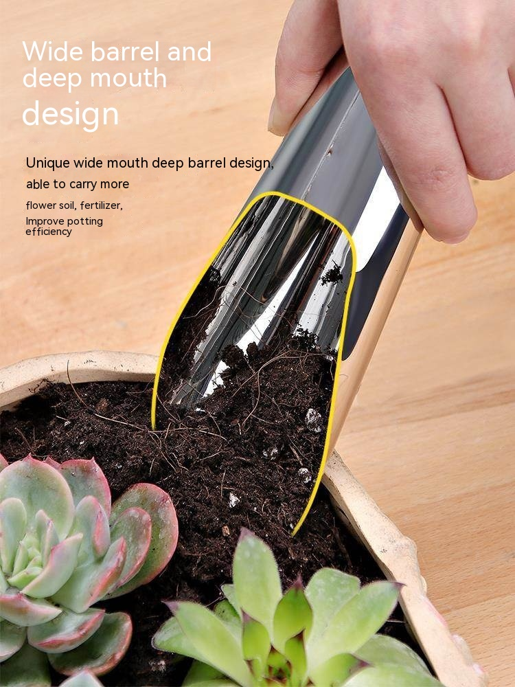 Rostfritt stålspade för blomjord – Robust planteringsspade för trädgård och balkong