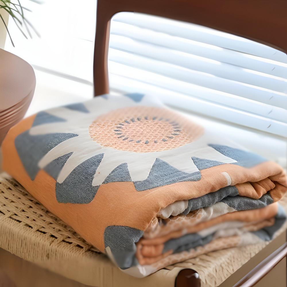 Vindkraftverk Blomster Mönster Bomull Filt