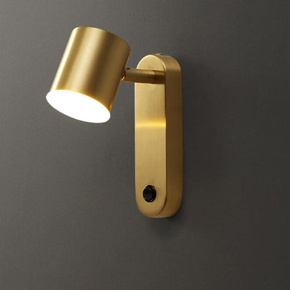 Modern minimalistisk cylindrisk LED-vägglampa med koppar