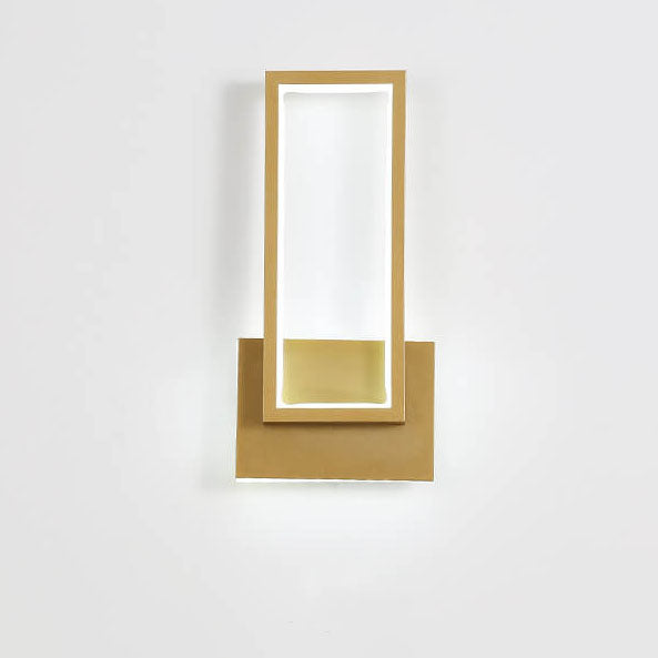 Modern minimalistisk LED-vägglampa i gyllene rektangulär form