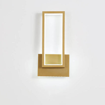 Modern minimalistisk LED-vägglampa i gyllene rektangulär form