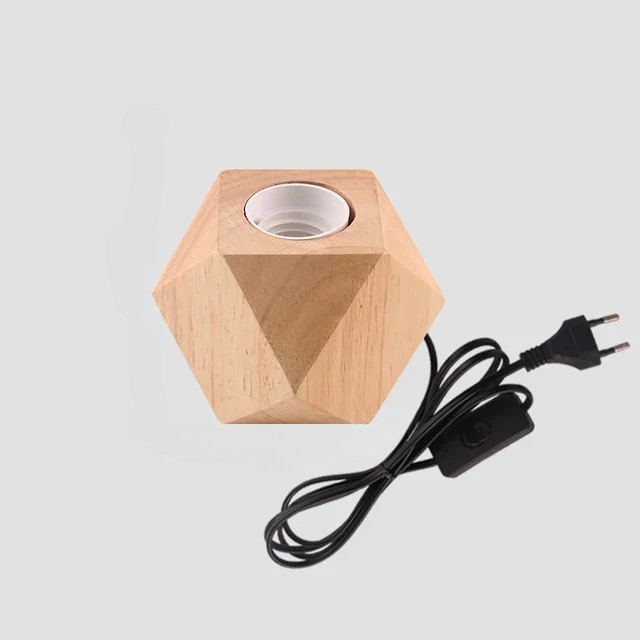 RetroWood - Trä Bordslampa med Ljusboll för Stämningsfull Belysning