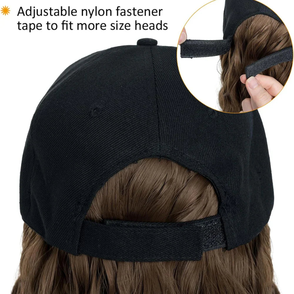 Royaleva värmetålig syntetisk vågig perukförlängning baseballkeps