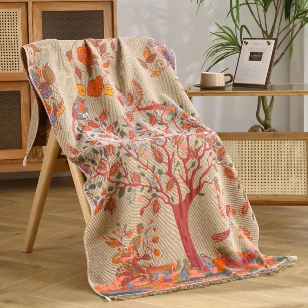 Vibrant Tree Bomullstasselhandduk