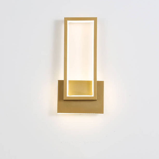 Modern minimalistisk LED-vägglampa i gyllene rektangulär form