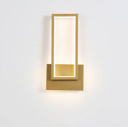Modern minimalistisk LED-vägglampa i gyllene rektangulär form