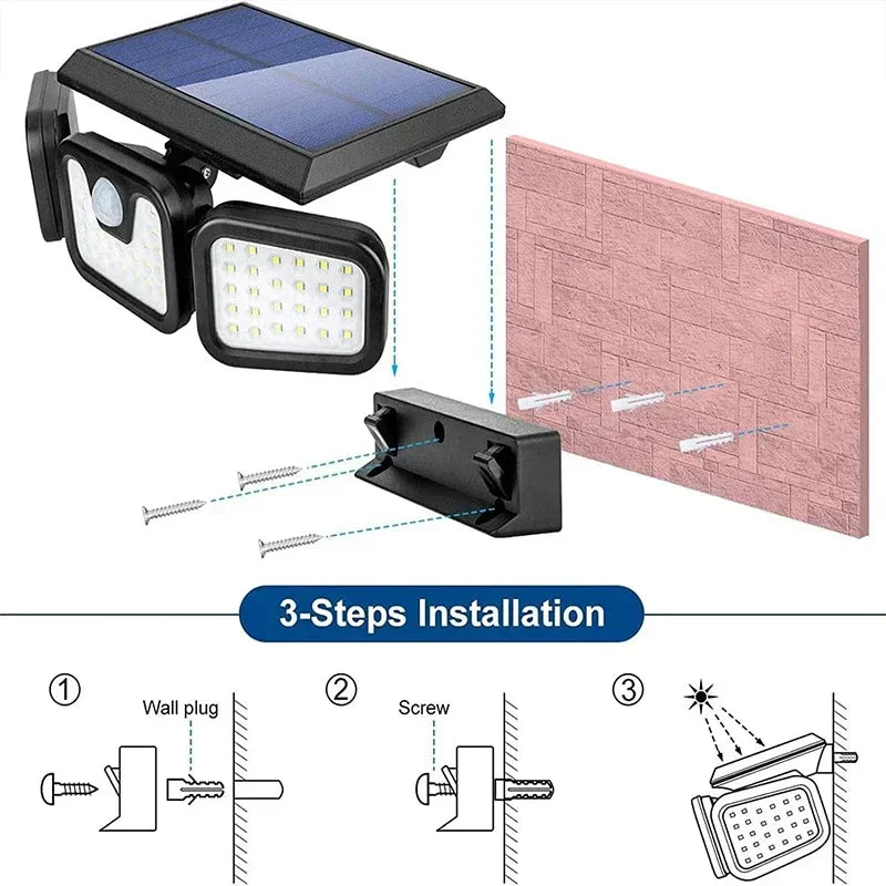 Solpaneldriven utomhusvägglampa