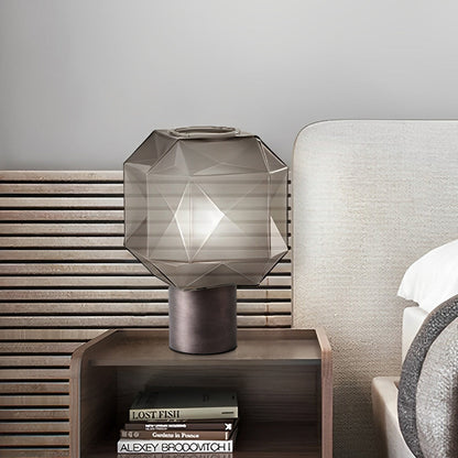 1-Ljus Cubo Bordslampa med Rökgrå Glaslampa