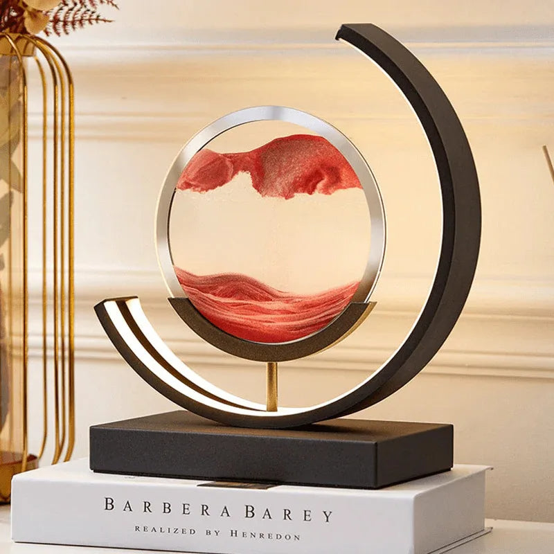 Djuphavs Sandlandskap: Belyst Sandkonst för Fridfull Heminredning