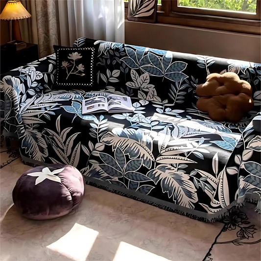 Vintage Regnskog Chenille Fransar Sofföverdrag