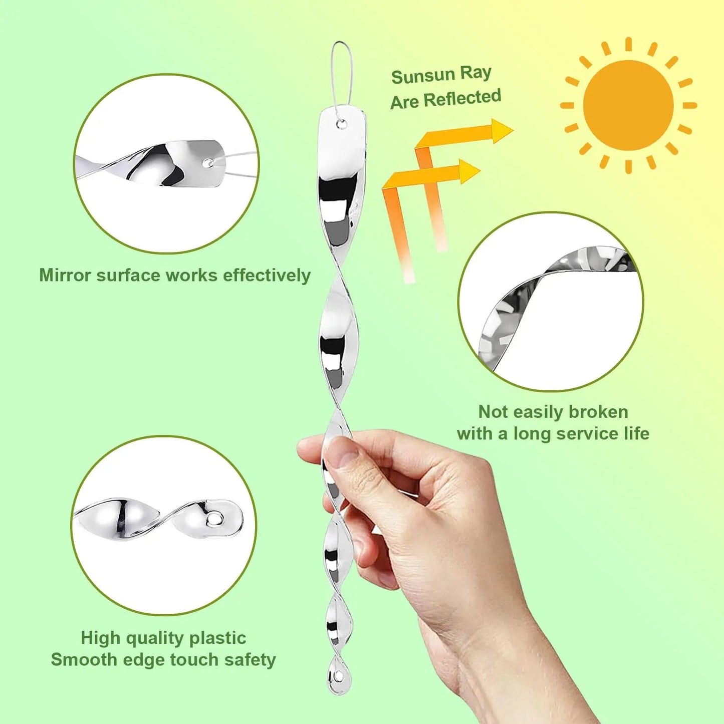 Reflekterande fågelavskräckande spiralstång