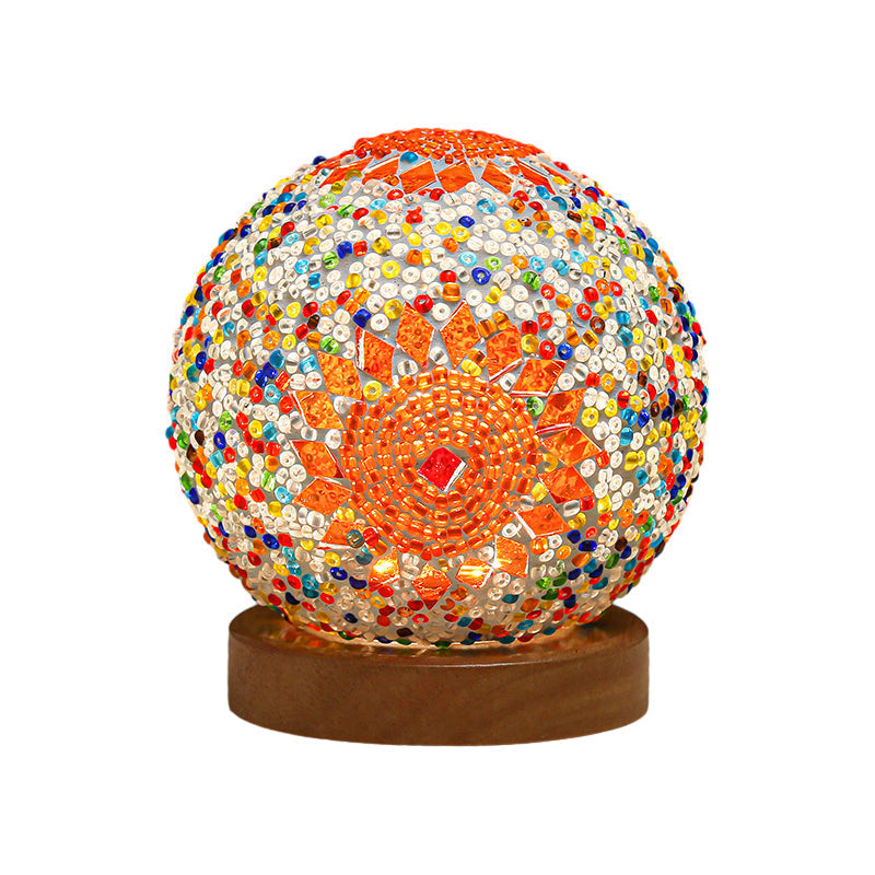 GloedNest - Sferisk LED Dimbar Glas Bohemisk Barock Bordslampa Mosaik Nattljus 3.9