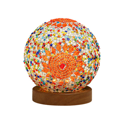 GloedNest - Sferisk LED Dimbar Glas Bohemisk Barock Bordslampa Mosaik Nattljus 3.9