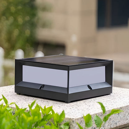 Trädgård Solar LED Postlampa Svart Aluminium