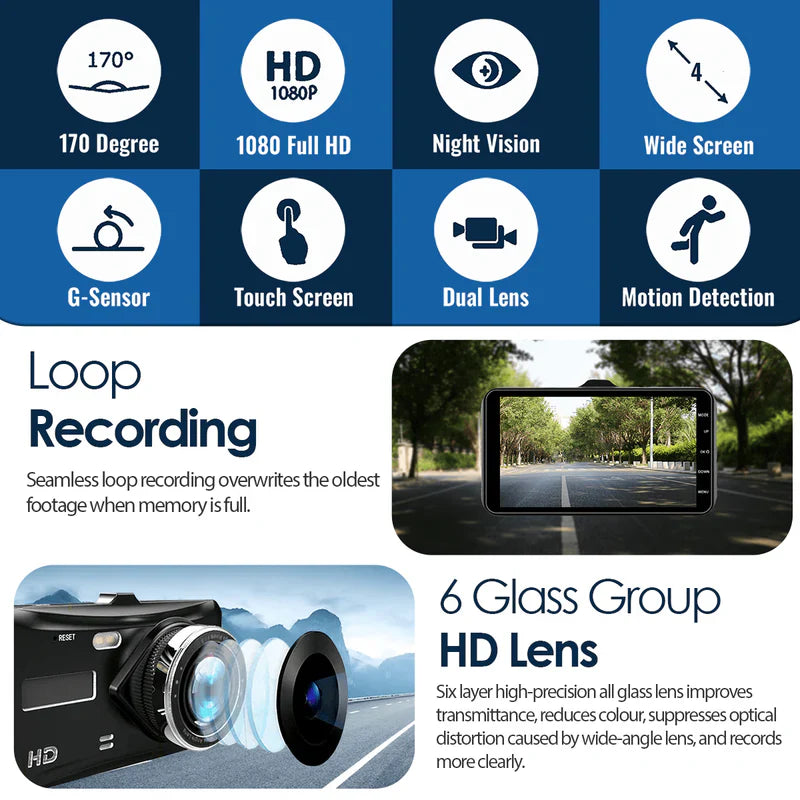 Dash Cam Framsidan Bakre Bilkamera Nattseende