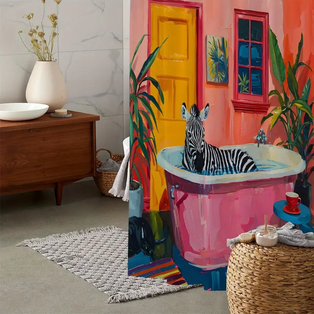 Lekfulla Rosa Zebra Gardin