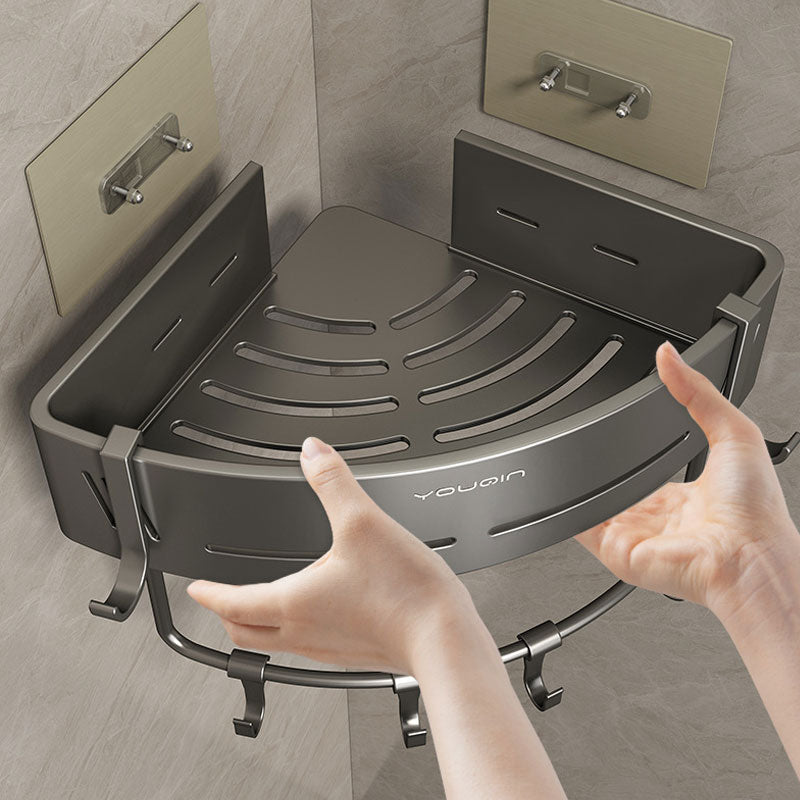 Utrymme Aluminium Ingen-Borr Badrum Hörnhylla – Snabb Dränering & Stark Belastningstålighet