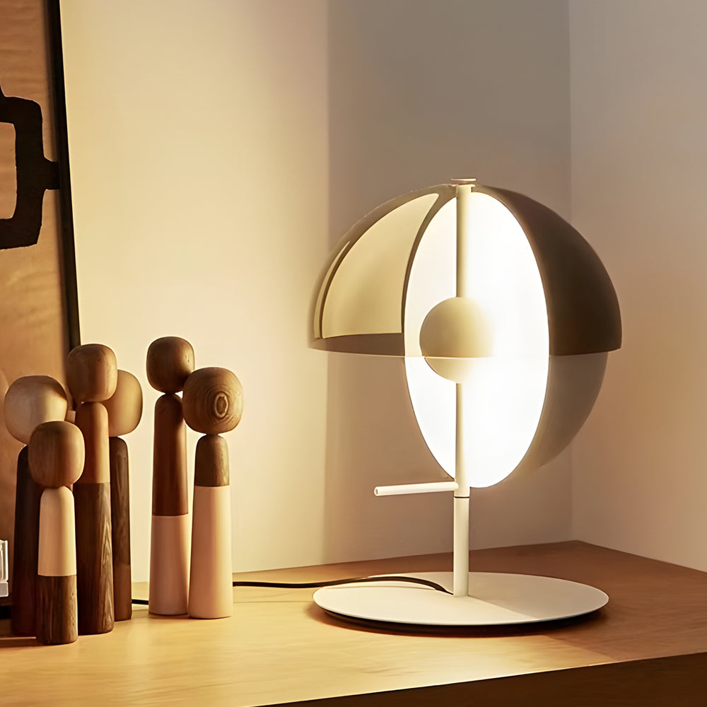 Eclipse - Design Bordslampa med Unik Halv Kula och Rökt Skärm