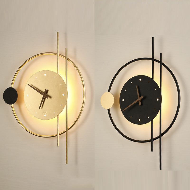 Nielsen Modern LED Vägglampa Inomhus Klocka Svart Barnrum Metall