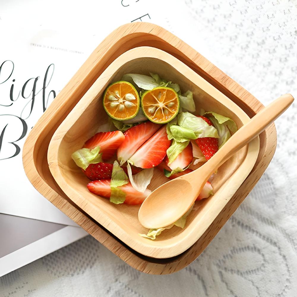 Naturligt Trä Fyrkantig Skål