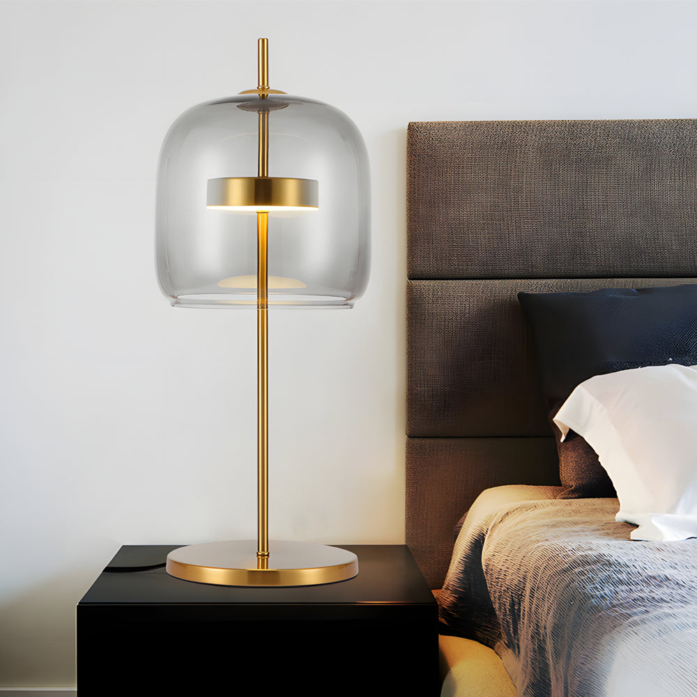 MystiGlow - Bordslampa i Rökglas för en Stämningsfull Sovrum
