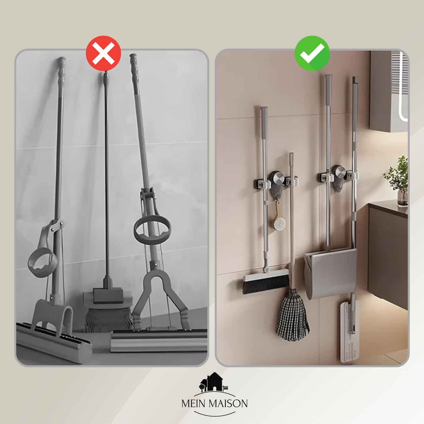 Carvallo | GripMates – Säker hållning för kvastar & mopp utan borrning