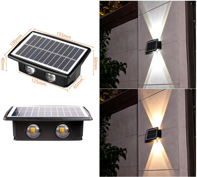 Solpanel LED utomhusvägglampa med upp- och ned-effekt – Modern vägbelysning för trädgård och terrass