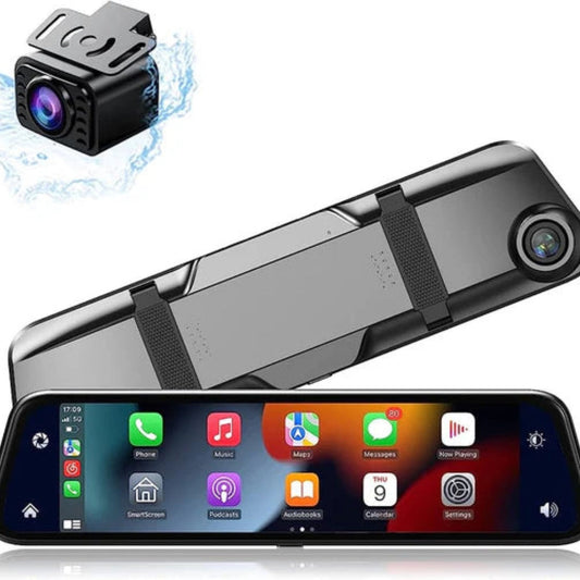 Carvallo – Smart spegelkamera med 4K-upplösning, bilspel, Android Auto och säkerhetsvarningar