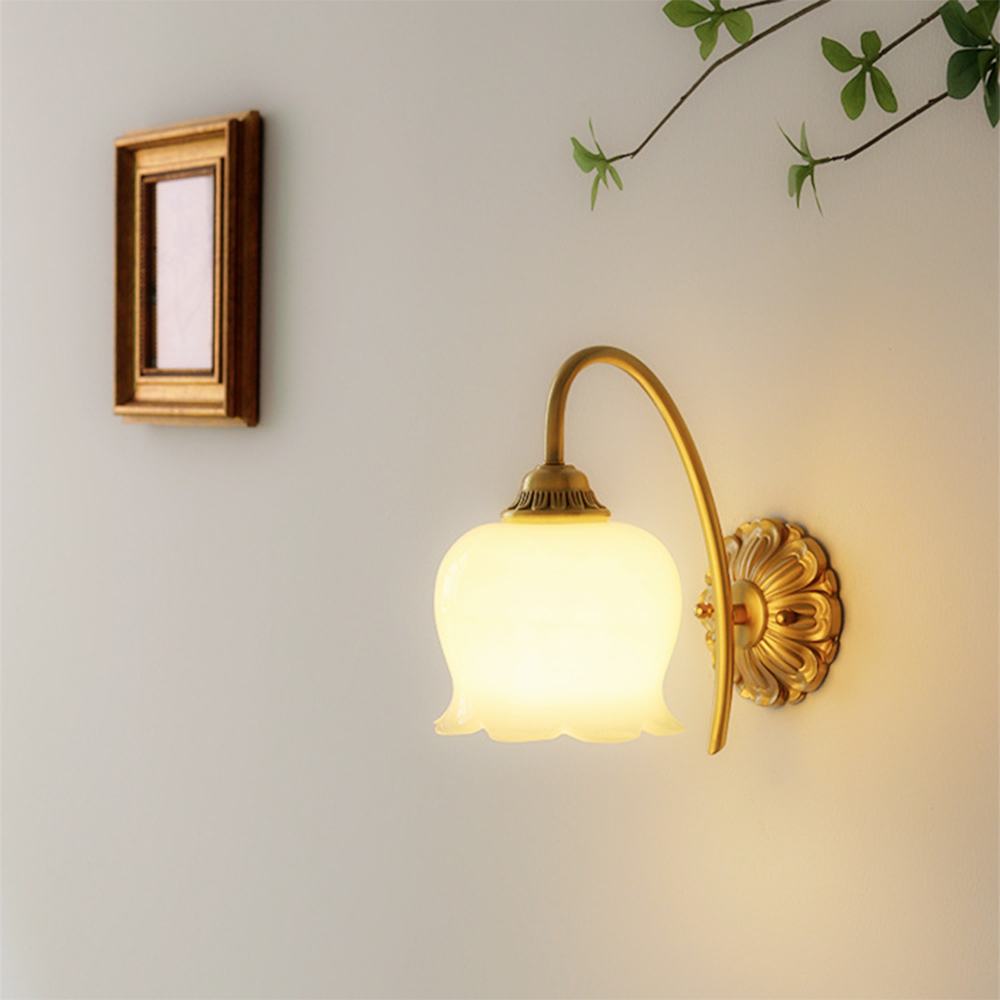 Elegant Koppar Glas Vägglampa