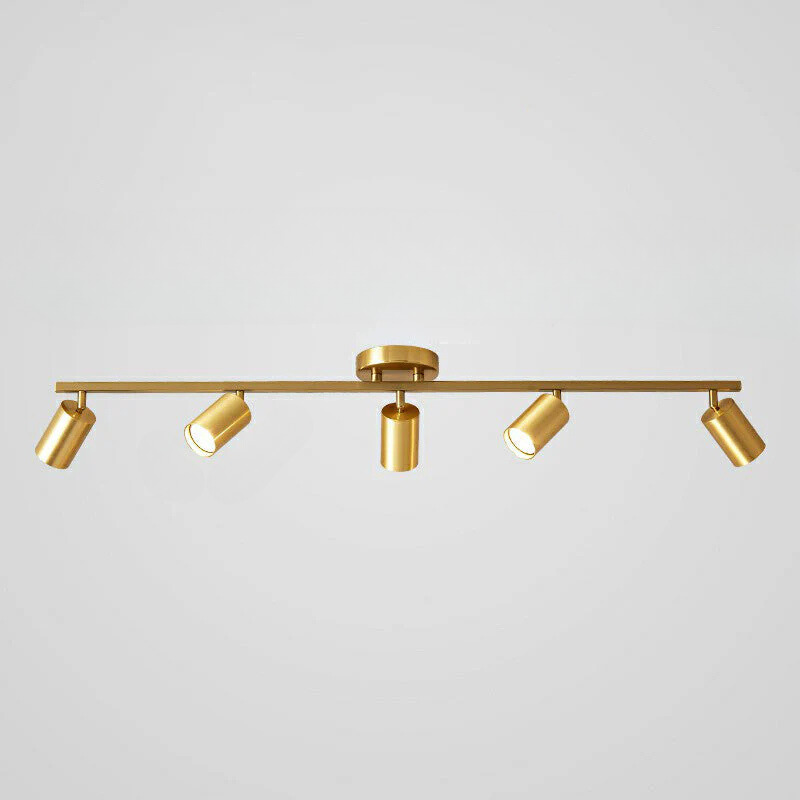 Minimalistisk LED Taklampa med Guld Tubulär Skena och Metalls.k.s.