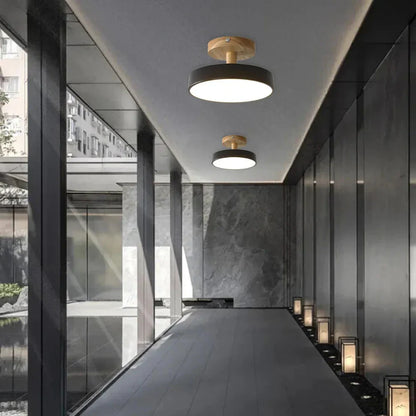 Industriell LED Taklampa | Trä &amp; Järn Armatur | 12W Energibesparande Lampa | 7.09x3.94 in | Brick by Brick