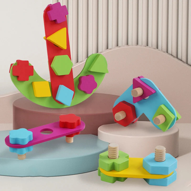 Montessori Skruvar och Bultar Träleksak