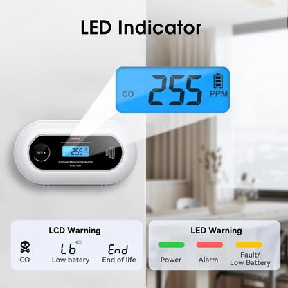 Koldioxiddetektor – 10-års batteri CO-alarm med LCD