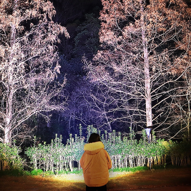 Bredstrålande LED-huvudlampa med powerbank-funktion och USB-laddningsport