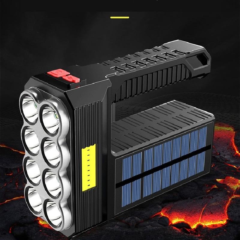 Solenergi LED ficklampa – Vattentät, kraftfull handstrålkastare med litiumbatteri