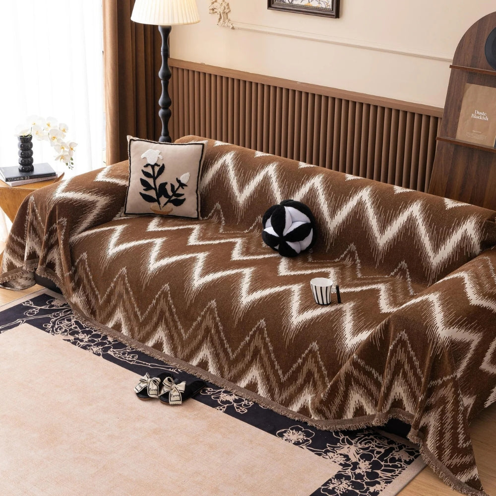 Ockra Streak Texturerat Sofföverdrag